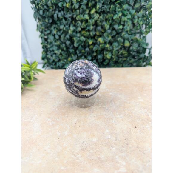 Purple Zebra Jasper with iron witchy Halloween color crystal sphere orb goth - Picture 2 of 5